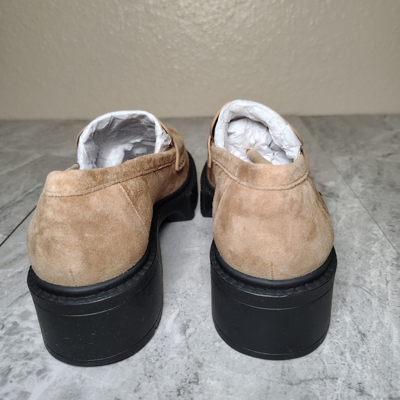 Coach Leah Suede Loafers Peanut Platform Lug Sole Size 6.5 B - Picture 7 of 12